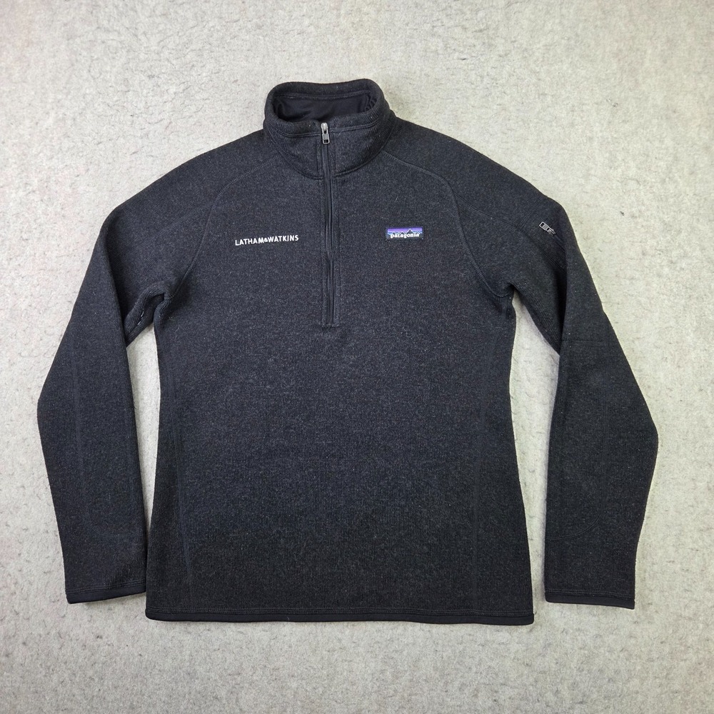 Patagonia Womens Better Sweater 1/4 Zip Pullover Jacket Fleece Size M Black Logo